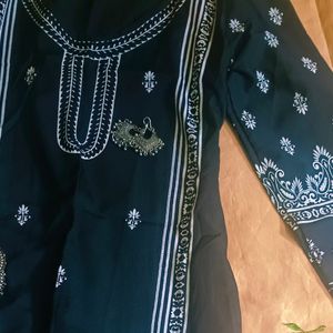 Black Printed Kurti(Women)