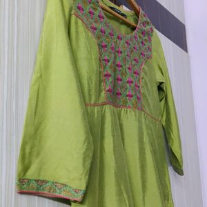 melange olive green kurti