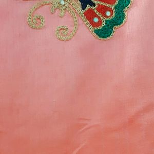 Beautiful Orenge Embroidery Silk Saree