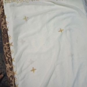 White And Gold Heavy Work Sarees