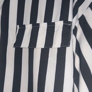 Navy Blue White Striped Shirt