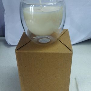 Handpour White Wax Candle In U Shaped Jar