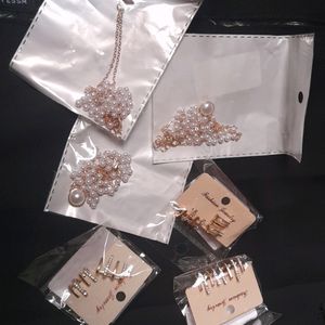 Korean Gold Plated Earrings Studs And necklace