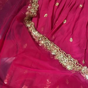 Hot Pink Designer Georgette Paplum Lehenga