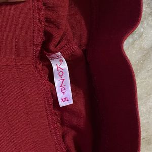 Red Pants With Embroidered Hem