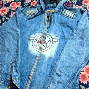 Totally New Denim Hoodie Collar Shirt/Jacket