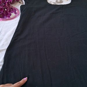 Solid Black Short Kurta