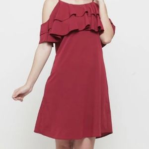 Pluss Woman Maroon Solid A-line Dress