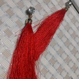 Long Partywear Girls/Women Earrings (Red)