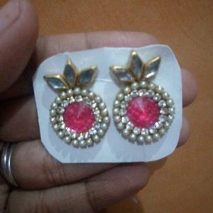 Kundan Earing With Pink Stone