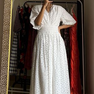 Cotton Broderie White Maxi Dress