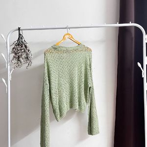 Pista Green Crochet Top