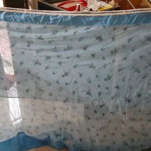 MOSQUITO NET For king Size Bed ( Blue Printed Net) We Maked By Customisation With Great Quality Of Net