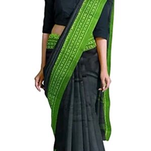 Begumpuri Pure Cotton Green Black Saree