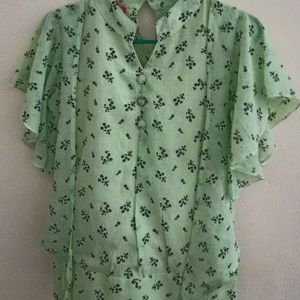 Green Colour Flare Hands Trendy Western Wear ,Size - S/M