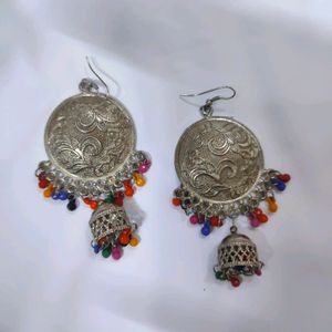 Rajasthani Style Multicolored Metal Jhumka