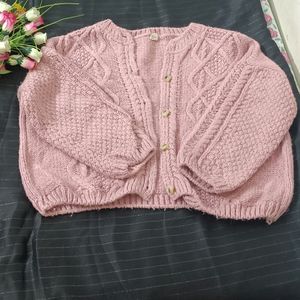 Pink Woolen Cardigan