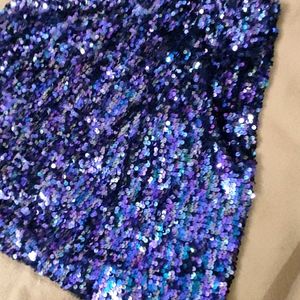 Shein Style Sequin Blue Bodycon Mini Skirt