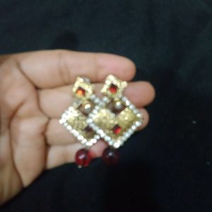 red traditional earings