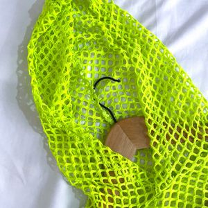 Pinterest Neon Crop Fisher Net Hoodie Top