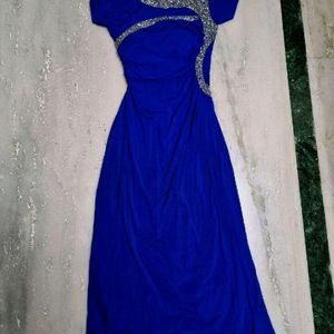 Embellished Padded Royal Blue & Silver Frock