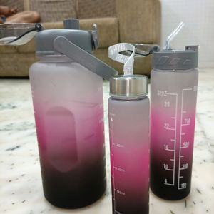 3 piece Bottle Set Grey And Pink Shade