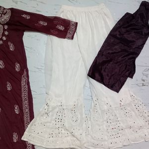 Chikankari Kurta Set 4pc New Stone Work Suit