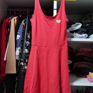 H&M Red Heart Skater Dress New With Tag