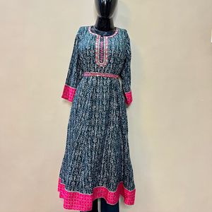 Printed Cotton Anarkali Suit Set