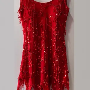 Red Party/ Dancing Padded Sequins Sheer Dress