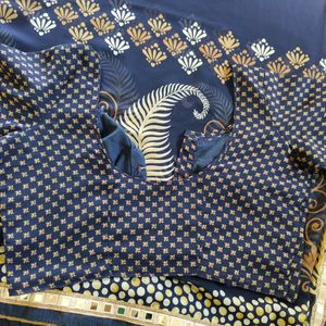 Navy Blue Sari With Blouse