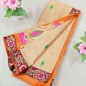 Double Colour Designer Sowcarpet Saree For Womens