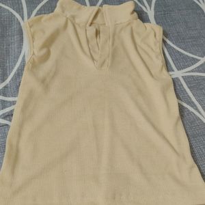 Beige Collar Top