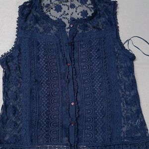 Dark Blue Net Top