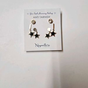 3 Pair Of Anti Tarnish Gold Earrings