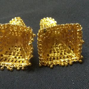 Big Golden Oxidised Jhumkas