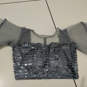 Butterfly Sleeves Grey Blouse