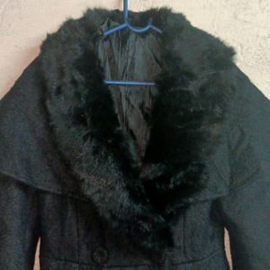 Fur Collar Coat Black Beauty Wollen Jacket