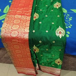 Combo Of 2 Saree_satin Silk And Mysore Sillk