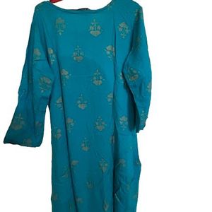 Women’s Printed teal Blue Kurta