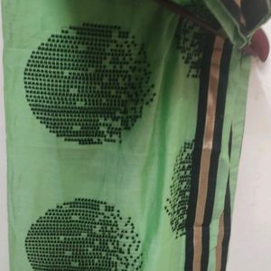 Green Dhuppatta With Black Embroidery Work