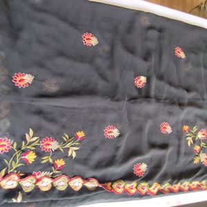 Black Floral Border Sarees (Women's)