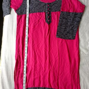 Plain Pink And Black Women's kurta