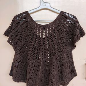 Brown Crochet Shrug