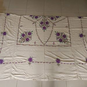 Unused Cotton Double Bedsheet With Embroidery