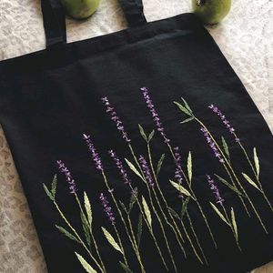 Customisable Hand embroidered Black Tote Bag