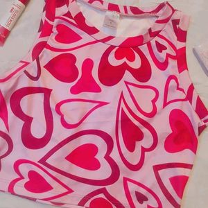 Sss Heart Print Crop Top