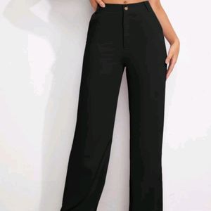 KOTTY Women Regular Fit Black Flared Trousers