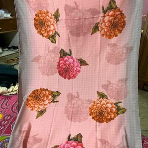 Pink Dupatta With Flower Design