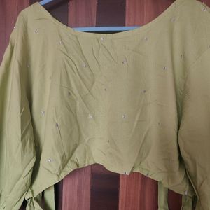 Lime Green Backless Blouse / Crop Top (Women)